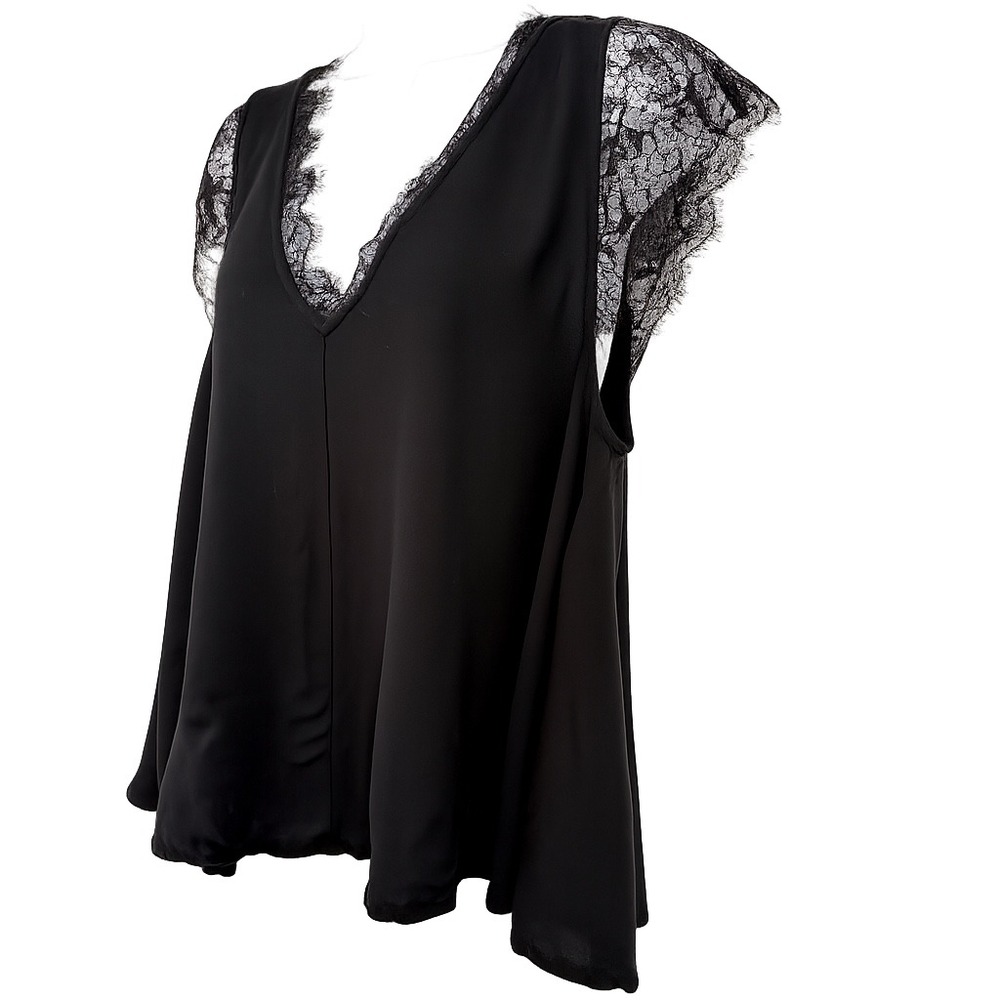 Free People Lovin On You Top Womens M Black V-Neck Tank Boho Festival Coquette - Picture 2 of 9